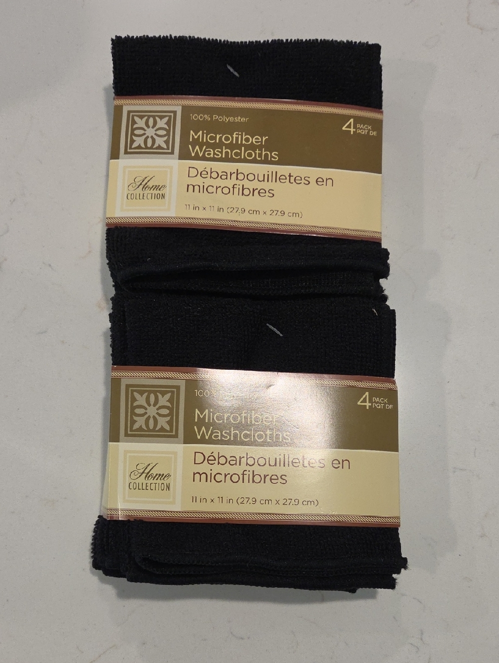 Home Collection Black Microfiber Washcloths - Pack of 4 (Set Of 2)